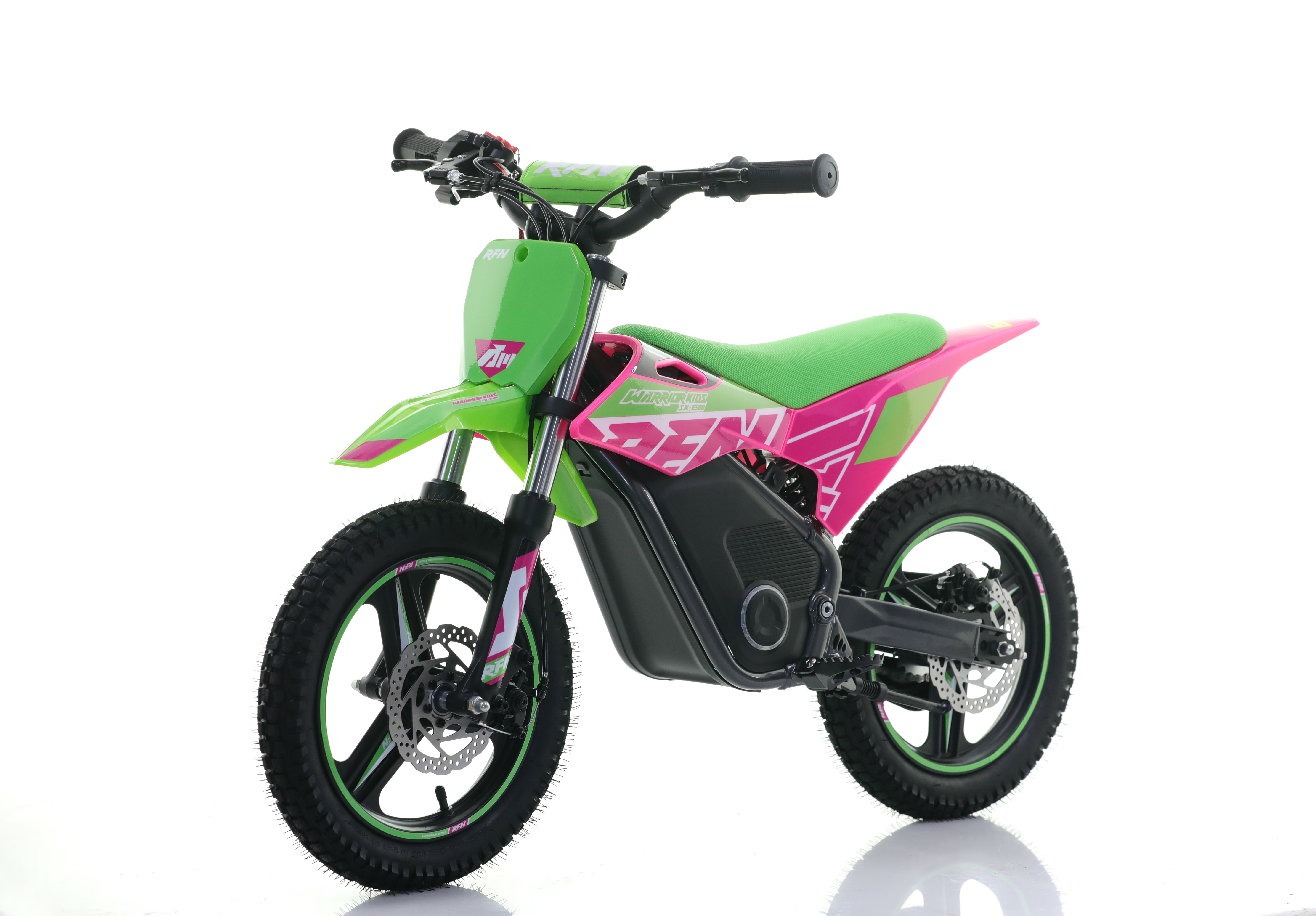RFN Warrior SX-E500 14-inch Kids Electric MX Bike | Green/Pink