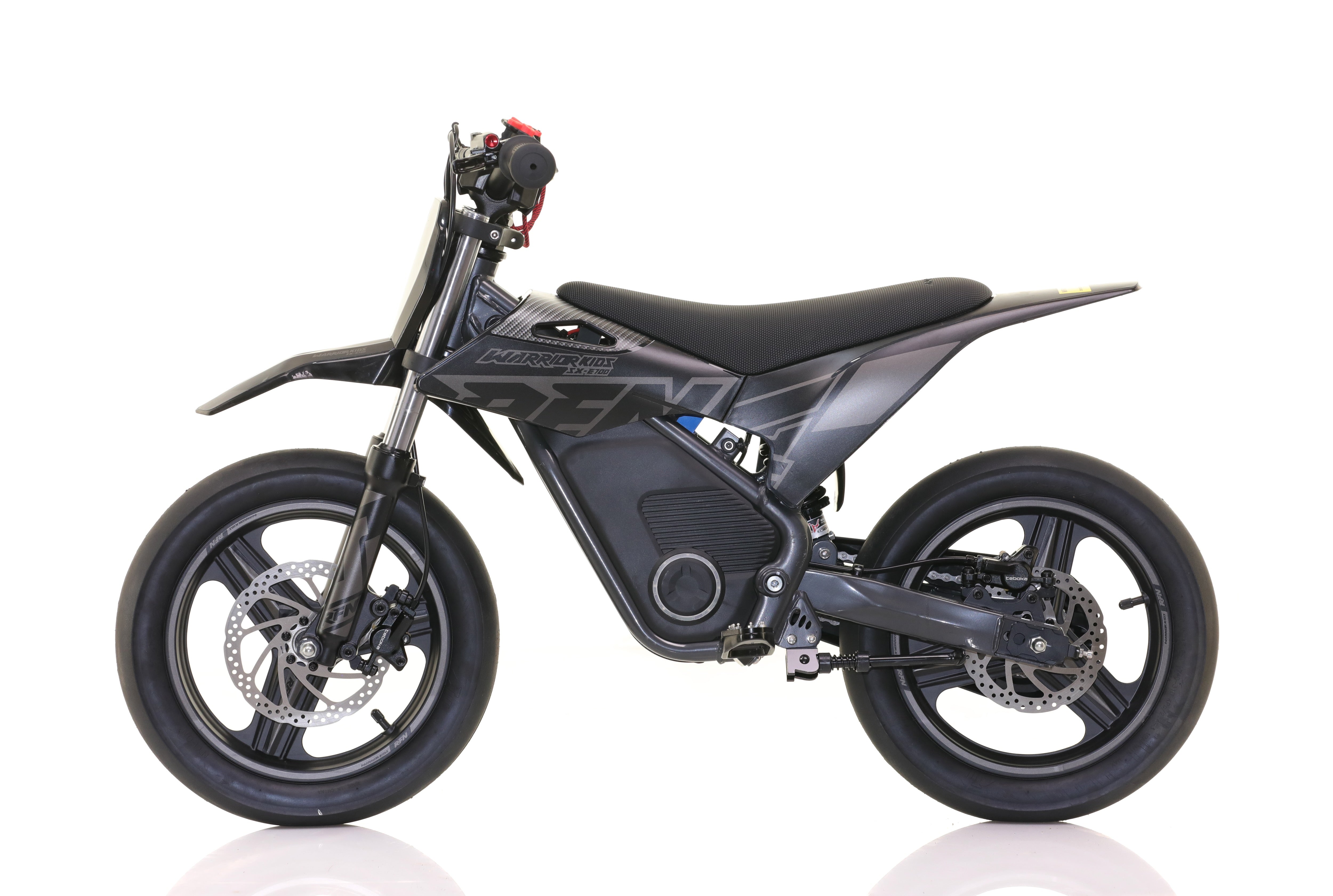 RFN Warrior SX-E700 R SM 14-inch Kids Electric Supermoto Bike | Black/Grey