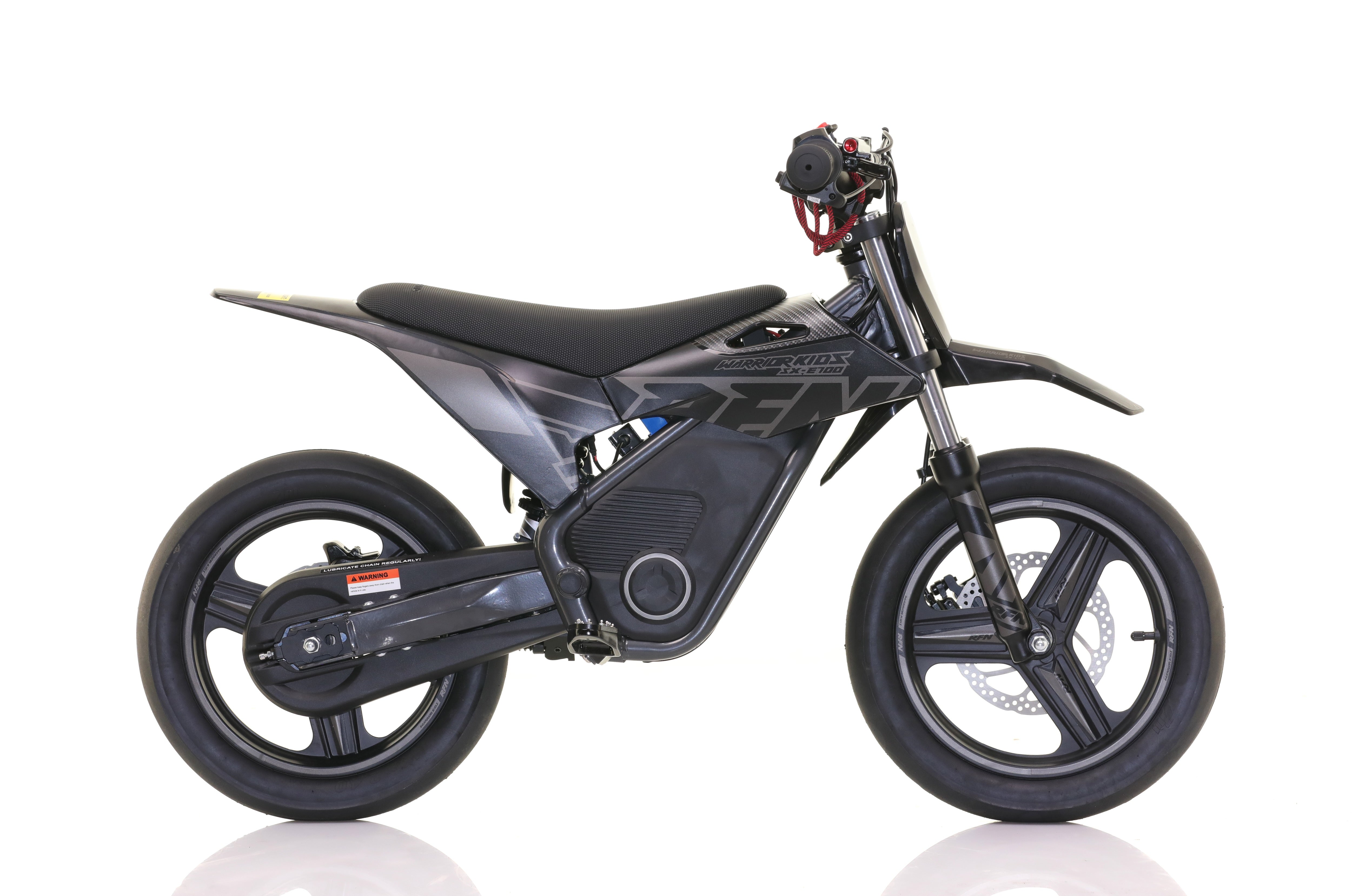RFN Warrior SX-E700 R SM 14-inch Kids Electric Supermoto Bike | Black/Grey