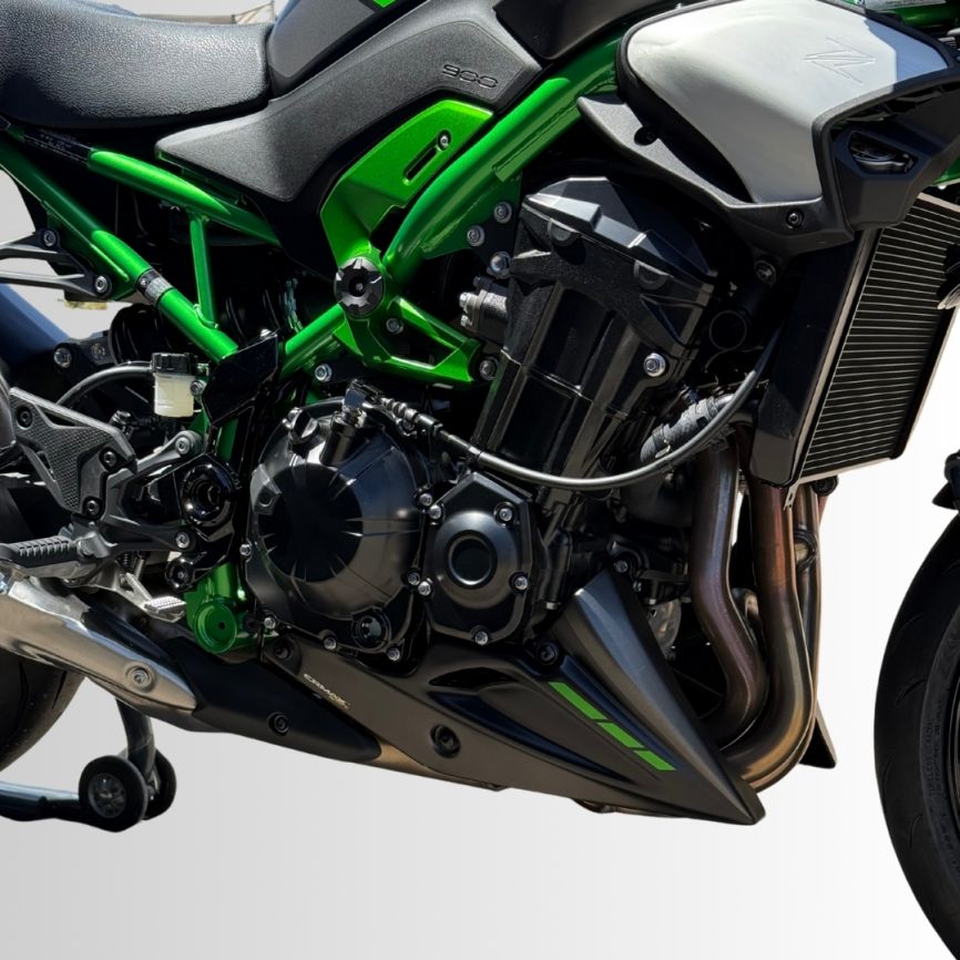 Ermax Belly Pan | Matte Grey Metallic/Spark Black [739]/Blazed Green [45Q] | Kawasaki Z 900 2025>Current-Belly Pans-Pyramid Motorcycle Accessories