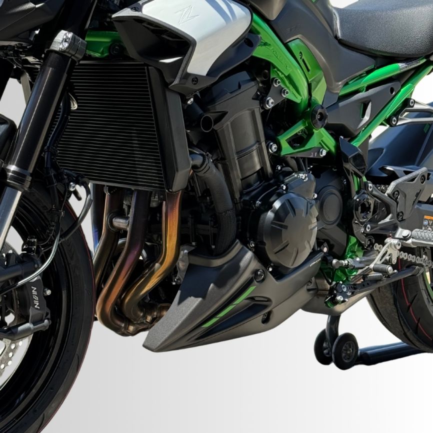 Ermax Belly Pan | Matte Grey Metallic/Spark Black [739]/Blazed Green [45Q] | Kawasaki Z 900 2025>Current-Belly Pans-Pyramid Motorcycle Accessories