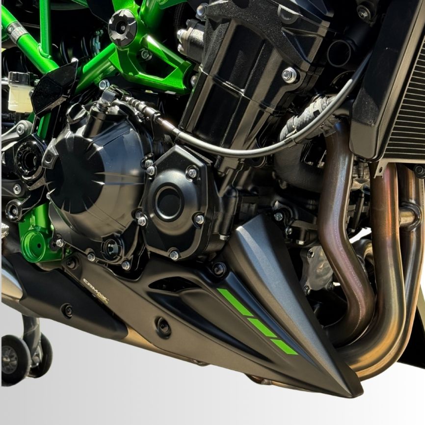 Ermax Belly Pan | Matte Grey Metallic/Spark Black [739]/Blazed Green [45Q] | Kawasaki Z 900 2025>Current-Belly Pans-Pyramid Motorcycle Accessories
