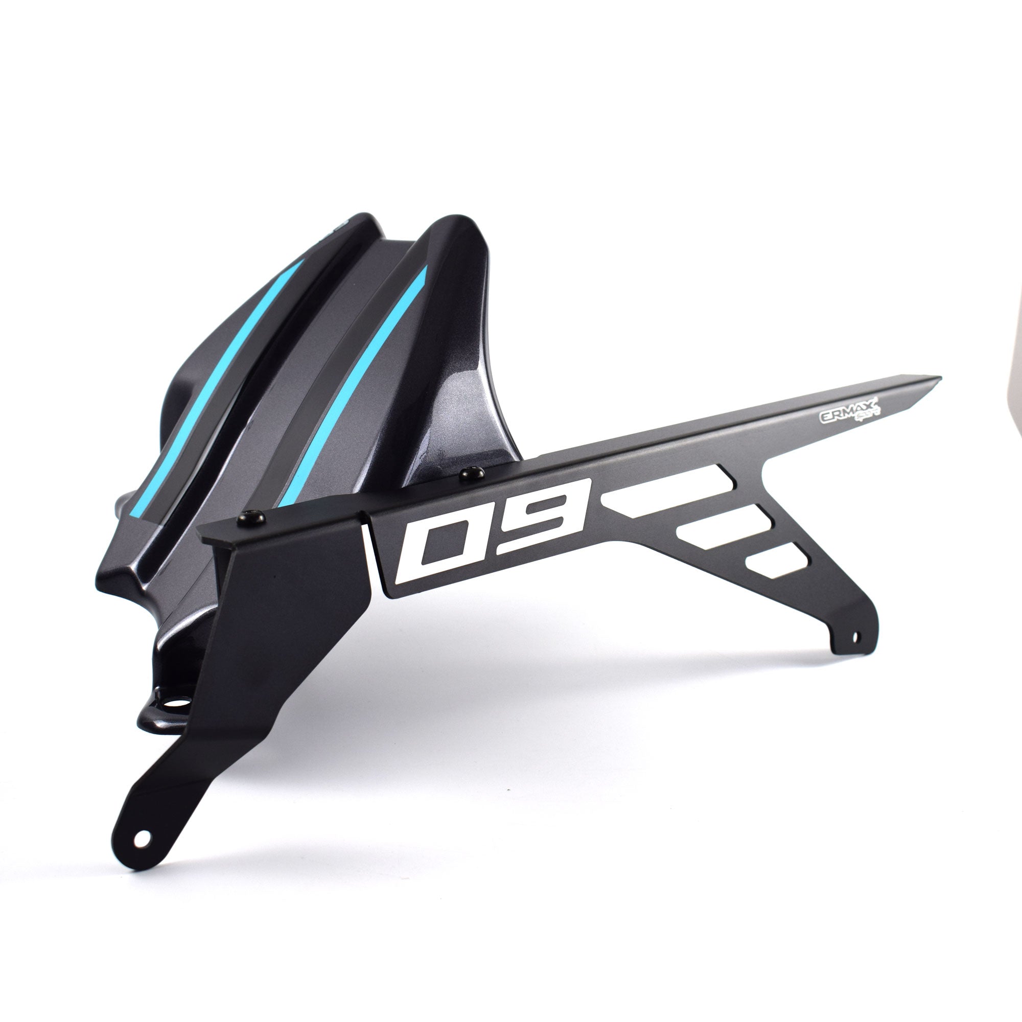 Ermax Hugger | Mistral Grey/Dark Bluish Grey Metallic [DBNM8]/Midnight Black [SMX]/Cyan | Yamaha MT-09 2024>Current-Huggers-Pyramid Motorcycle Accessories