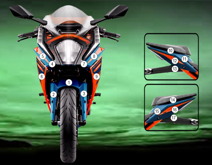 Eazi-Grip Stone Chip Protection Kit | Clear - Matte | KTM RC 125, RC 200 and RC 390 2022>Current