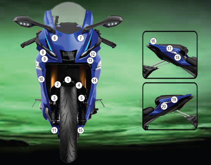 Eazi-Grip Stone Chip Protection Kit | Clear - Gloss | Yamaha YZF-R7 2026>Current -   Pyramid Motorcycle Accessories