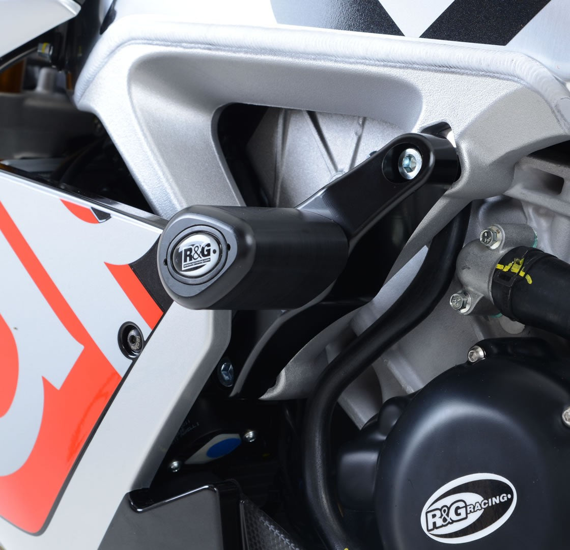 R&G Crash Protectors | White | Aprilia RSV4 '09- '24, Tuono V4 '11-'20, RSV4 1100 Factory '19-'20, Tuono V4 1100 (Factory) '15-