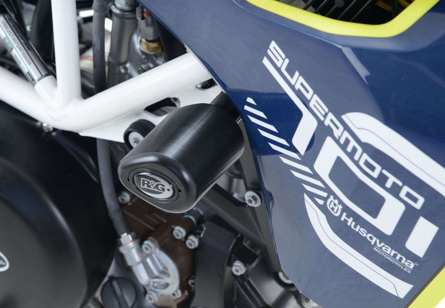 R&G Crash Protectors | White | KTM 690 SMC R 2019>2020 & Husqvarna 701 Enduro 2016>2024 & Husqvarna 701 Supermoto 2016>2024