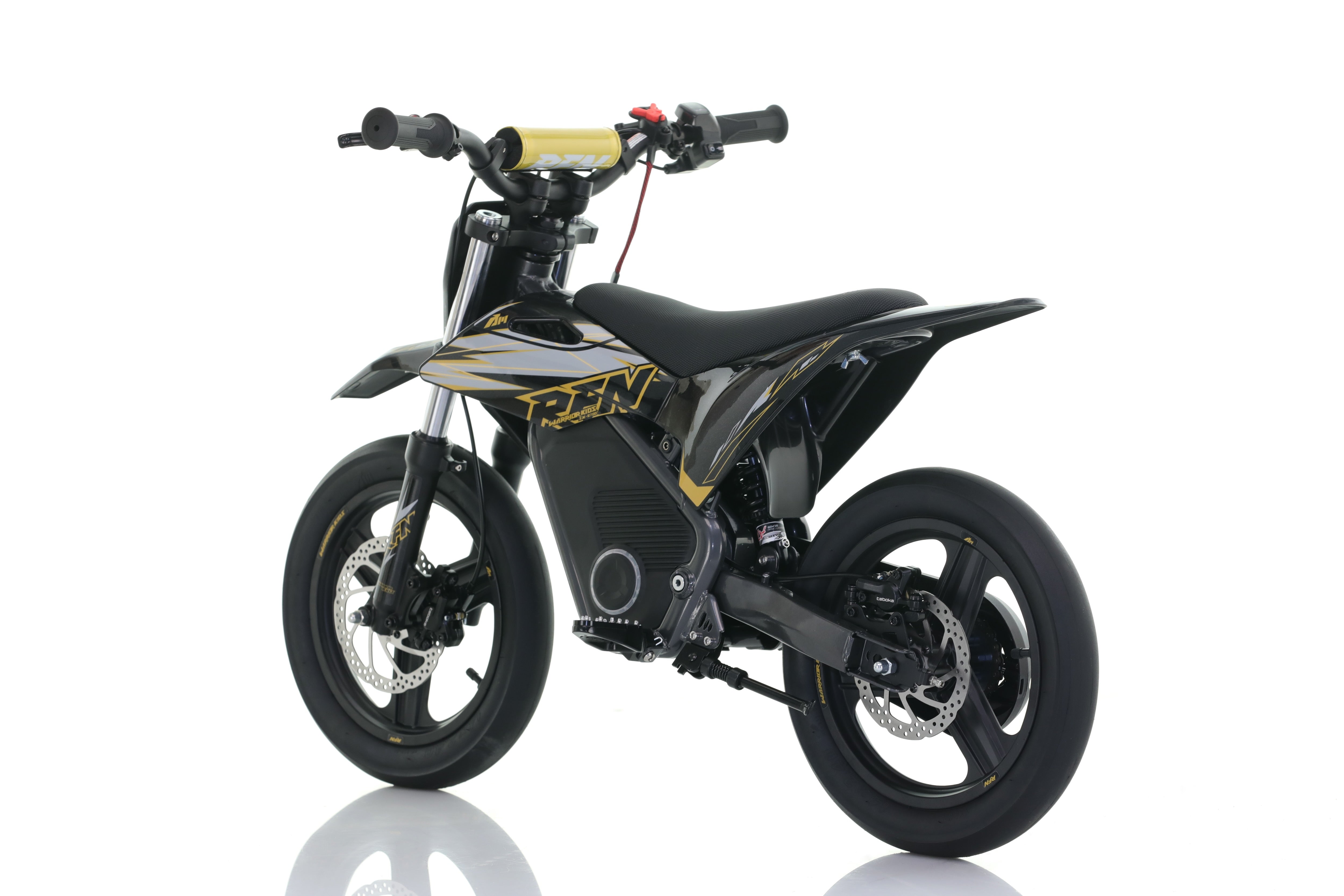 RFN Warrior SX-E700 R SM 14-inch Kids Electric Supermoto Bike | Black/Gold