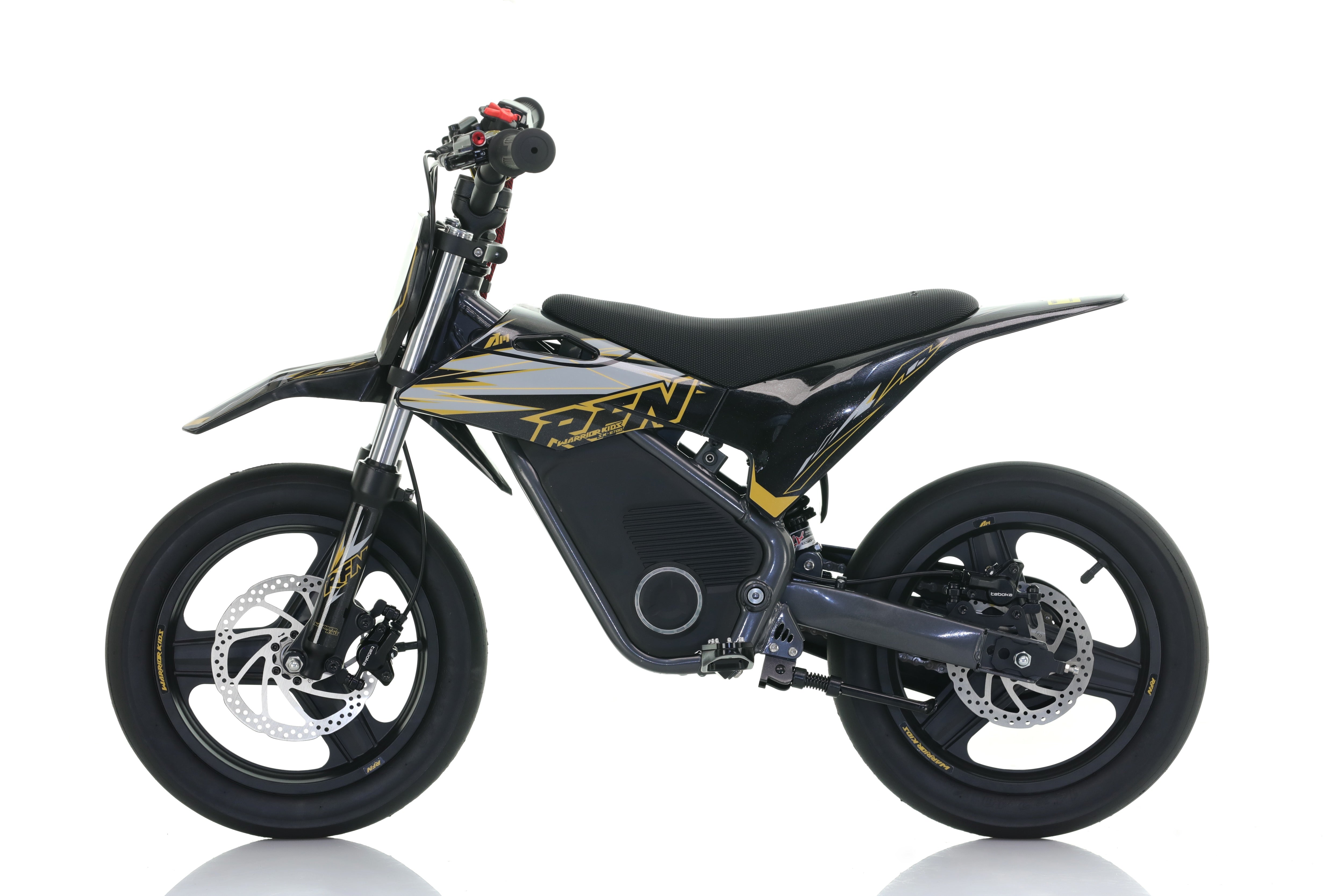 RFN Warrior SX-E700 R SM 14-inch Kids Electric Supermoto Bike | Black/Gold