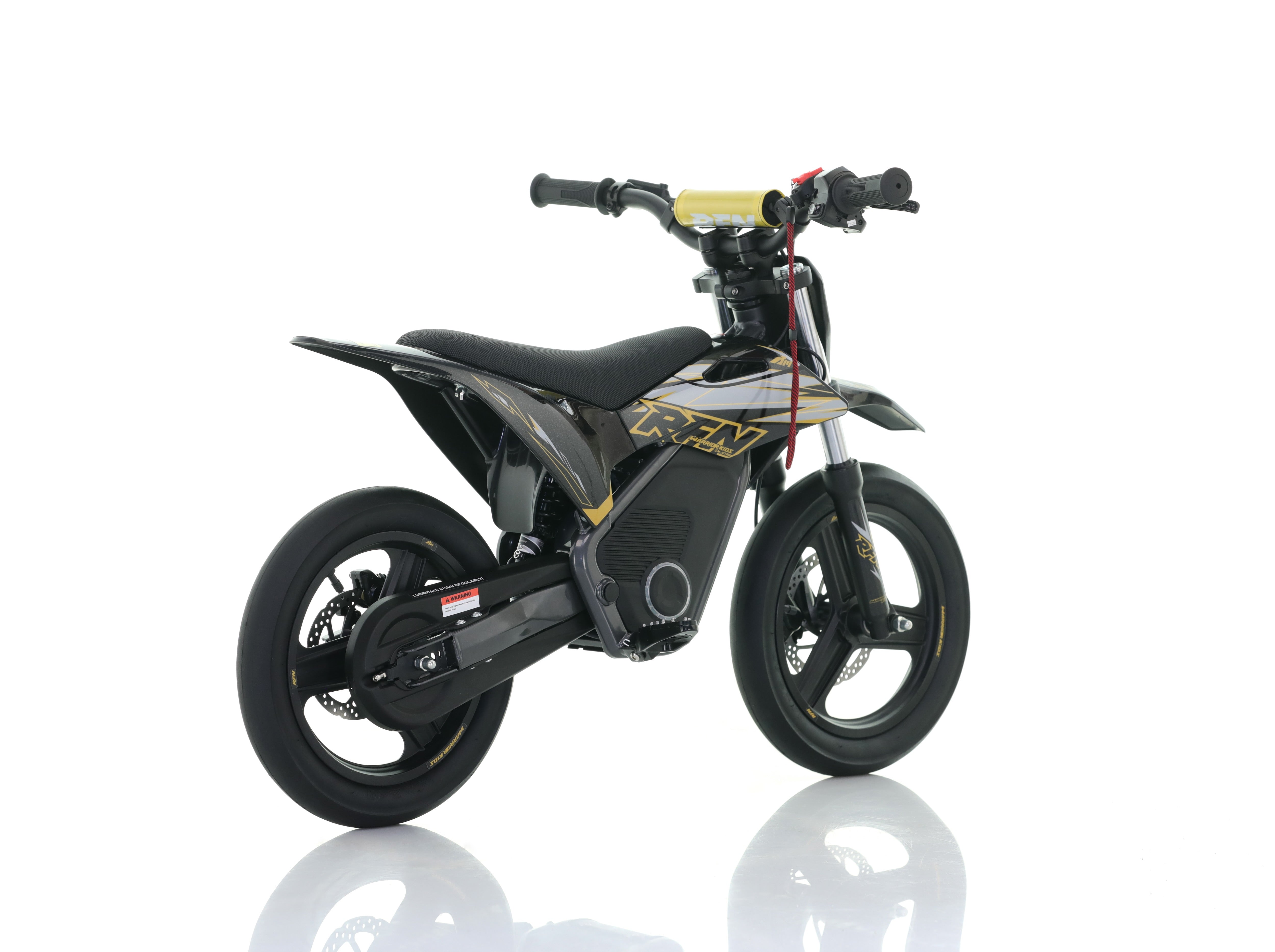 RFN Warrior SX-E700 R SM 14-inch Kids Electric Supermoto Bike | Black/Gold