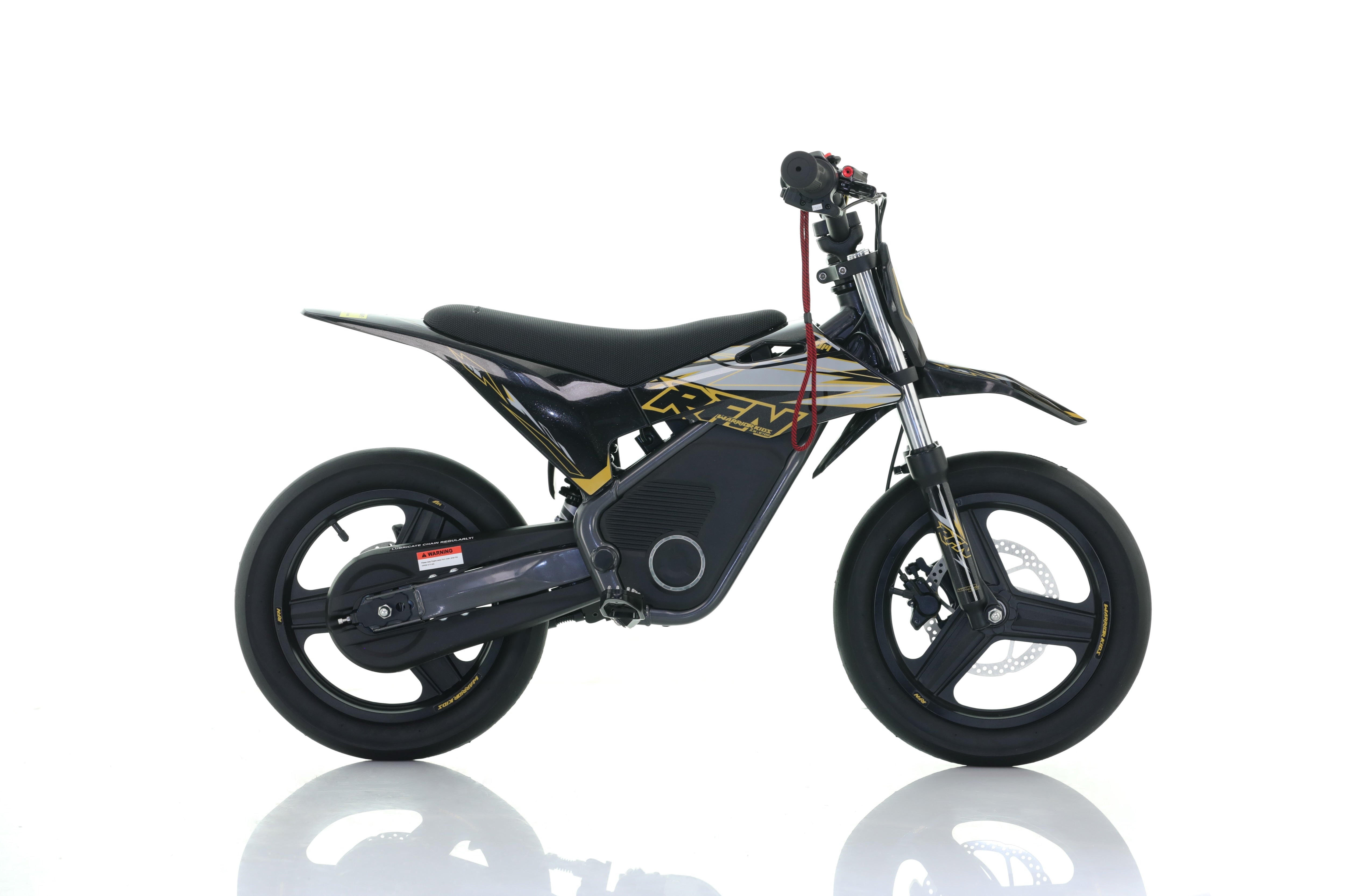 RFN Warrior SX-E700 R SM 14-inch Kids Electric Supermoto Bike | Black/Gold