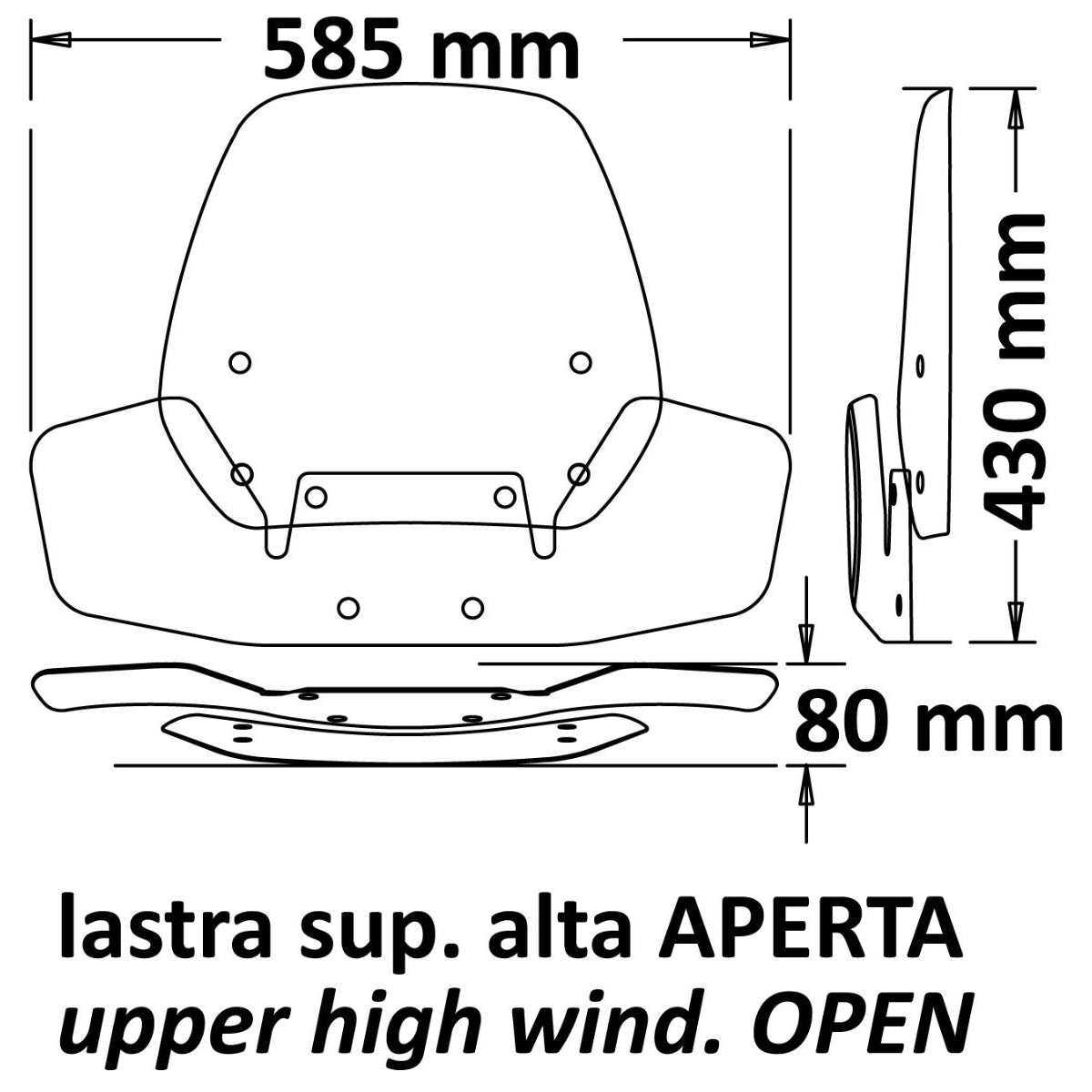 Isotta Height Adjustable Screen | Clear | Can Am Ryker 600/900/Rally>2019 -   Pyramid Motorcycle Accessories