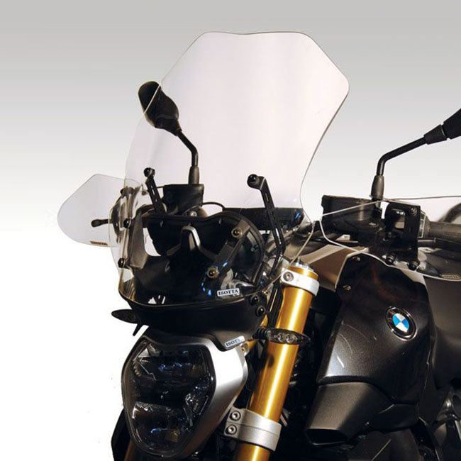 Isotta High Screen With Anti Reflection Spoiler | Clear | BMW R 1200 R 2015 - 2018 -   Pyramid Motorcycle Accessories