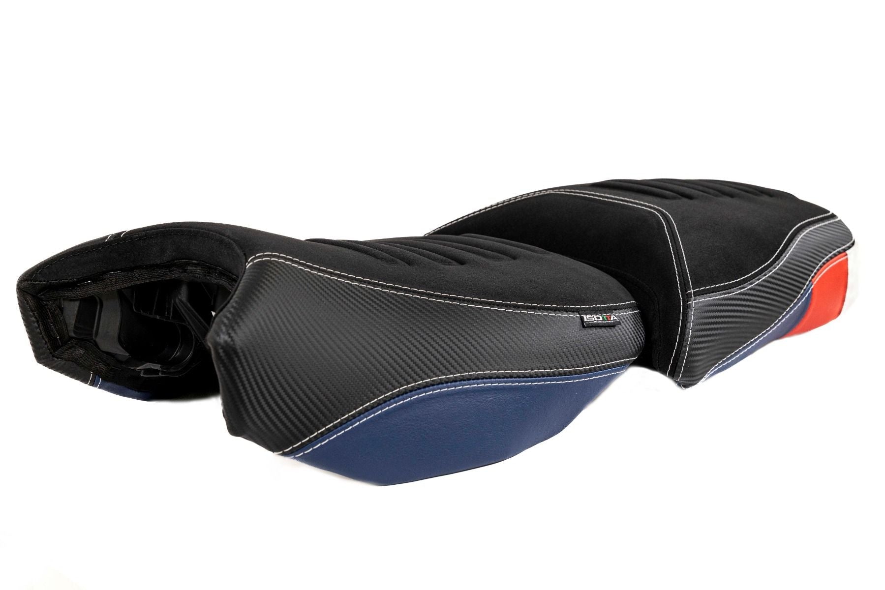 Isotta Comfort Riders Seat | Black/Blue/Red - Trophy | BMW R 1200 GS incl. Adventure 2013>2019-ISE1057-TROPHY-Seats-Pyramid Motorcycle Accessories