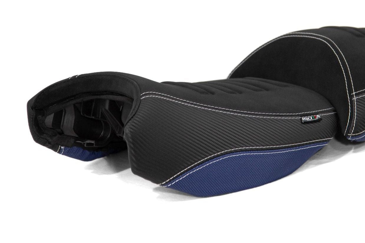 Isotta Comfort Riders Seat - Lowered | Black/Blue/Red - Trophy | BMW R 1250 GS incl. Adventure 2019>2023 -  Shop name