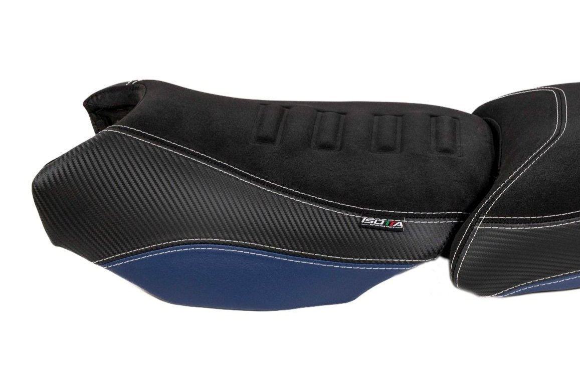Isotta Comfort Riders Seat with Prostate Channel | Black/Blue/Red - Trophy | BMW R 1250 GS incl. Adventure 2019>2023 -  Shop name