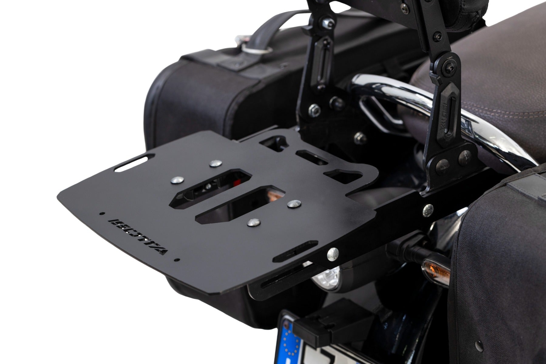Isotta Luggage Rack | Black | Moto Guzzi V7 Special 2021>2024-Storage-Pyramid Motorcycle Accessories