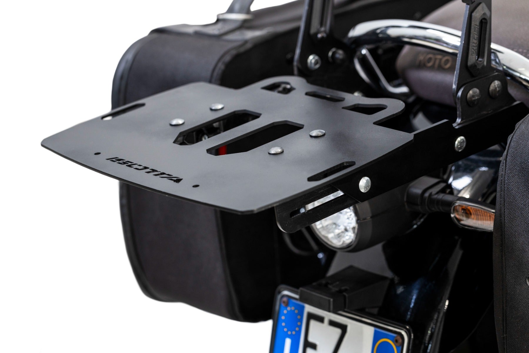 Isotta Luggage Rack | Black | Moto Guzzi V7 Special 2021>2024-Storage-Pyramid Motorcycle Accessories