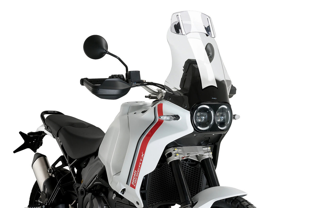 Puig Touring Windshield Screen with Visor | Clear | Ducati Desert X 2022>2026