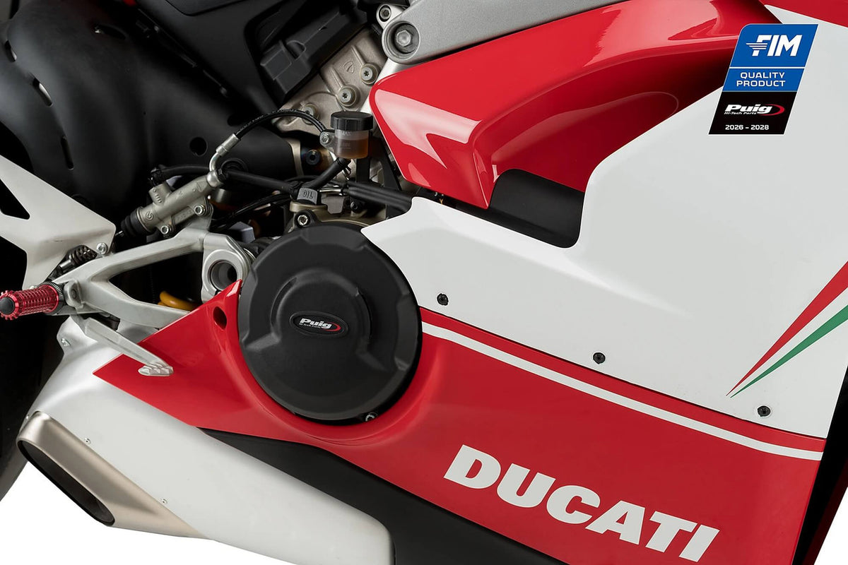 Puig Engine Covers Track for Championship | Black | Ducati Panigale V4/SP2/V4R/V4S