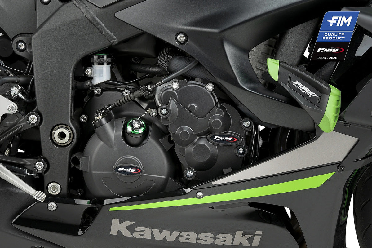 Puig KIT 3 Engine Covers Track | Black | Kawasaki Ninja ZX-6R 2009>2026