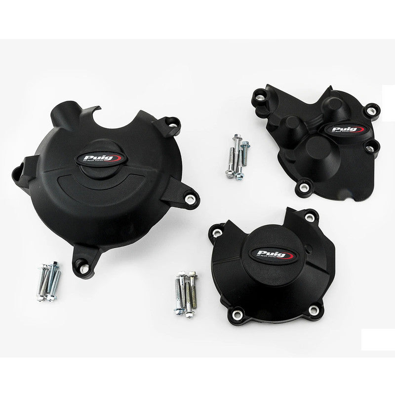 Puig KIT 3 Engine Covers Track | Black | Kawasaki Ninja ZX-6R 2009>2026