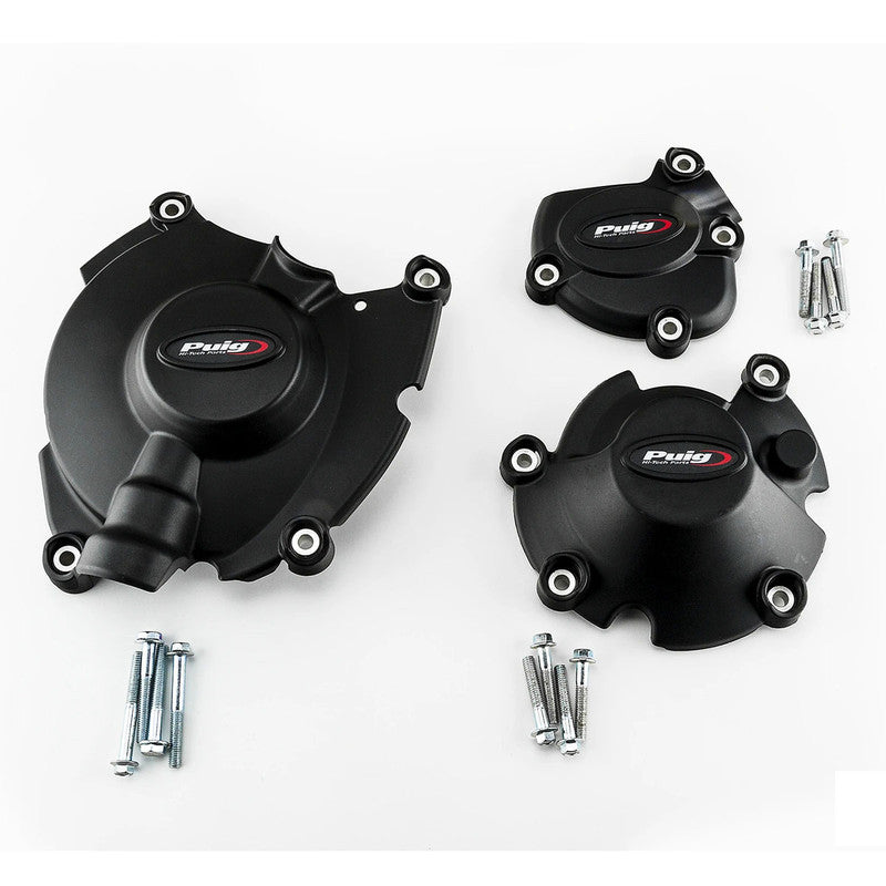 Puig KIT 3 Engine Protectors Covers Track | Black | Yamaha YZF-R1 2015>2025