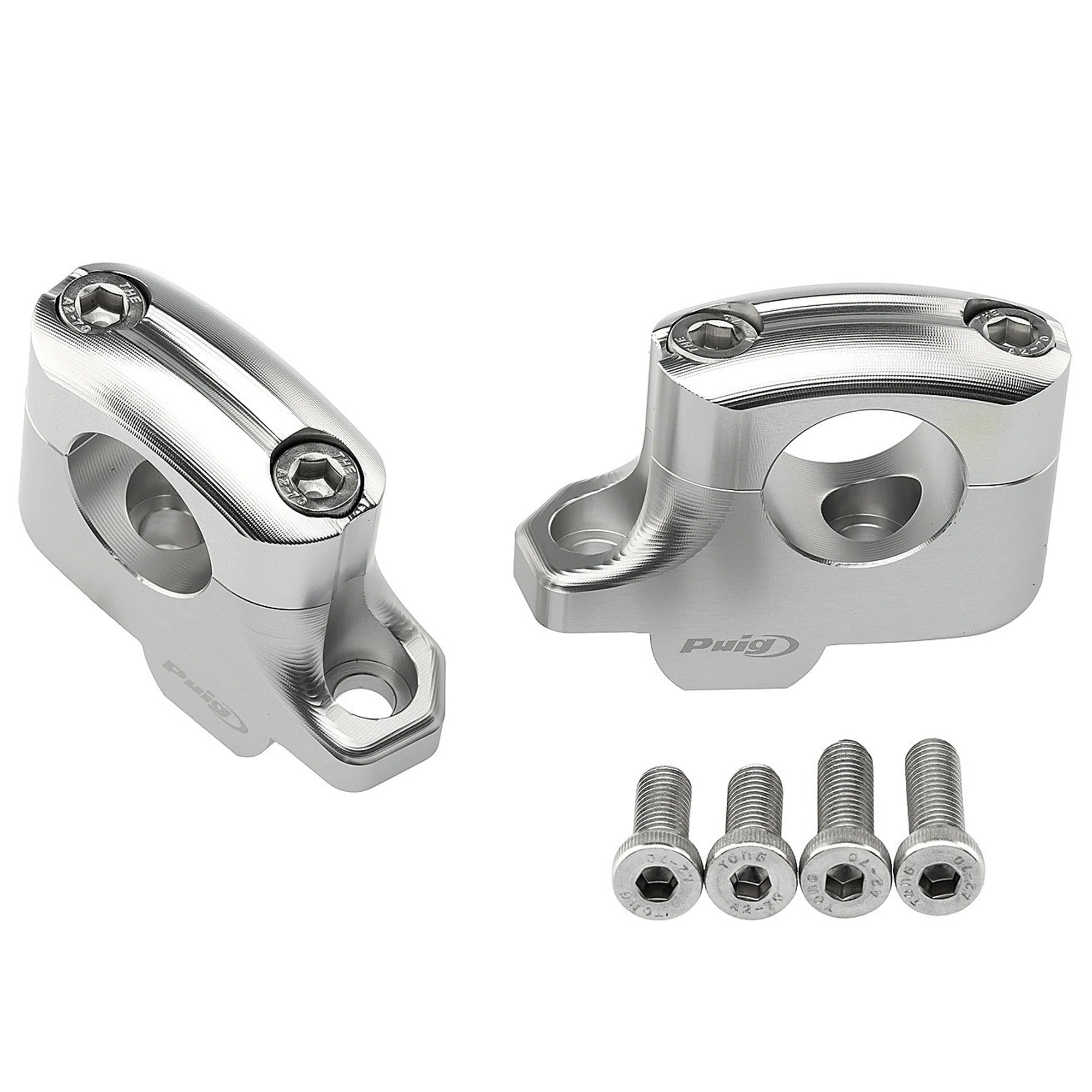 Puig Pullback Handlebar Risers - 25mm Rise - 16mm Back | Silver | Voge DS900X 2024>2025 -   Pyramid Motorcycle Accessories