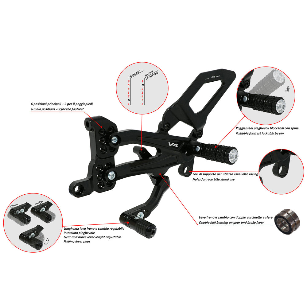 CNC Racing Adjustable Rear Sets RPS for Ducati Panigale V4 -  Shop name