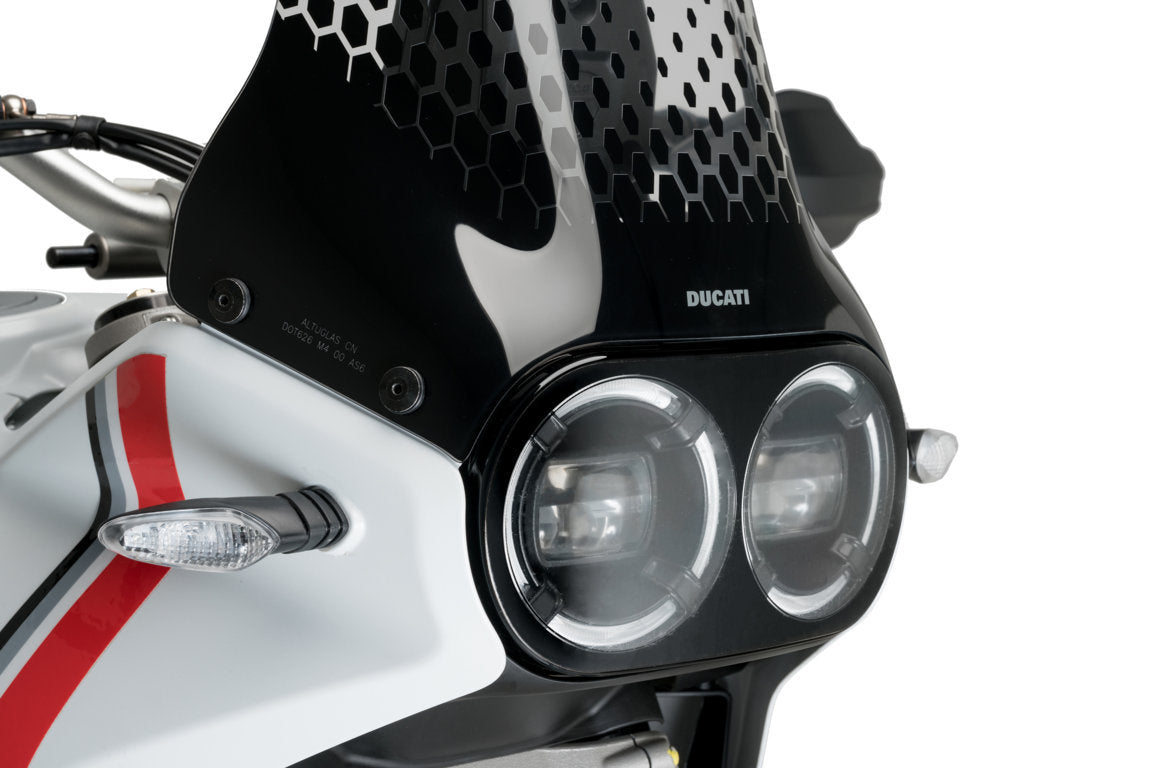 Puig Adhere Headlight Guard | Clear | Ducati Desert X 2022>Current-M21439W-Headlight Protection-Pyramid Motorcycle Accessories