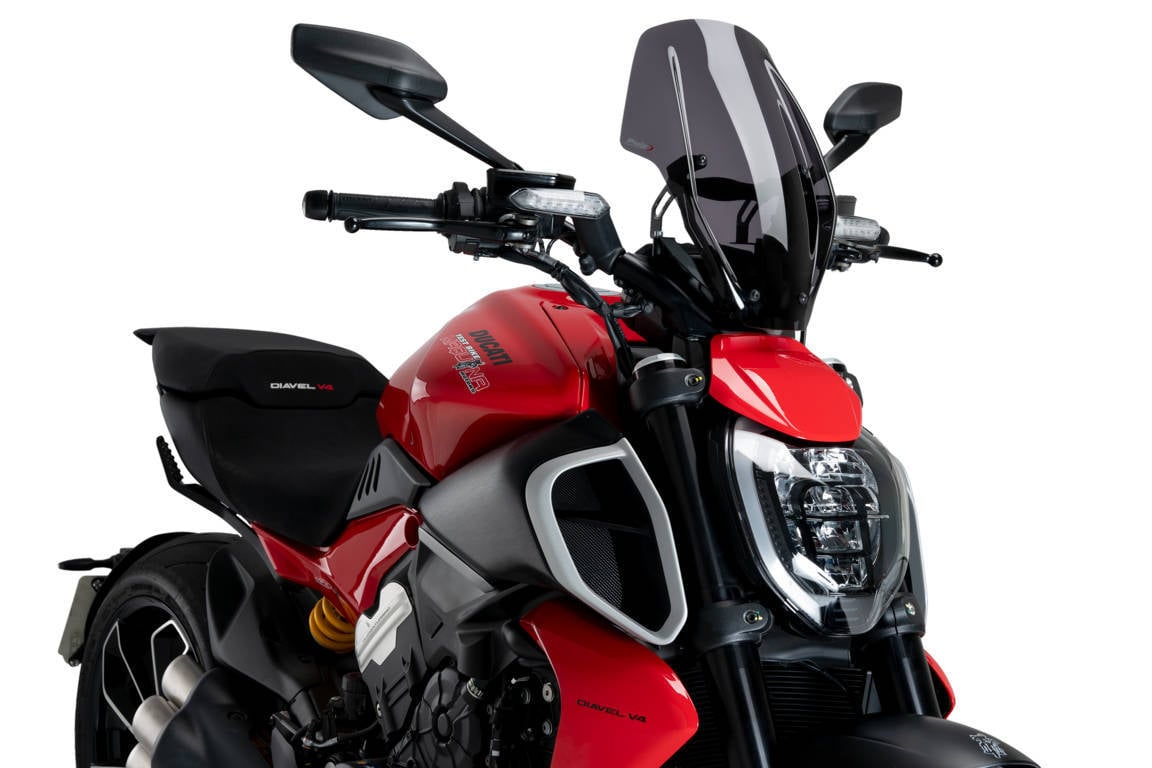 Puig Adjustable Sport Screen | Dark Smoke | Ducati Diavel V4 2024>Current-Screens-Pyramid Motorcycle Accessories