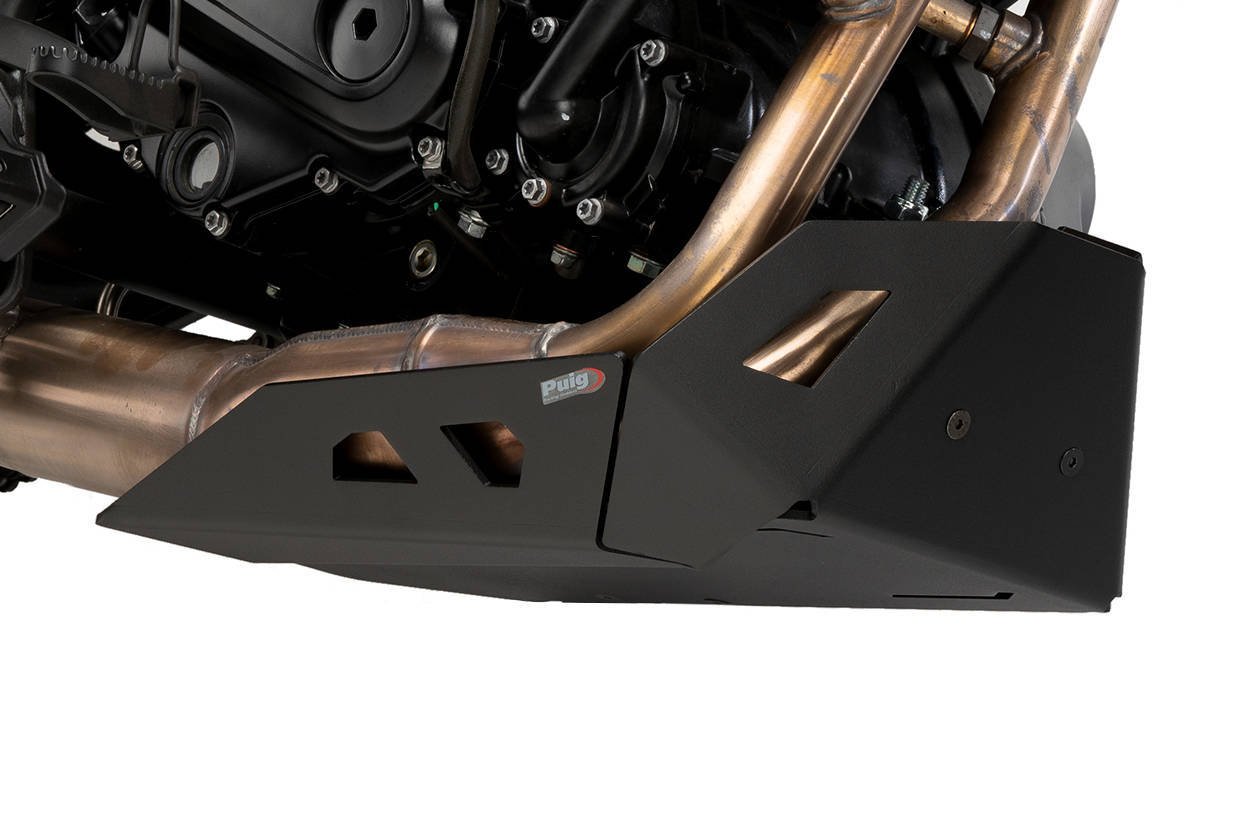 Puig Aluminium Belly Pan | Black | Benelli TRK 702/X 2023>-M21830N-Belly Pans-Pyramid Motorcycle Accessories