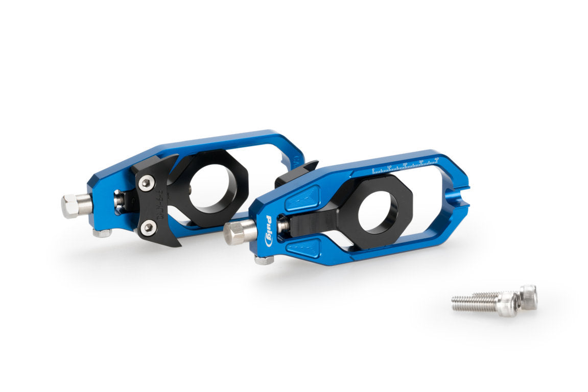 Puig Aluminium Chain Tensioner | Blue | Yamaha TMAX 530 DX 2017>2019-Chain Tensioners-Pyramid Motorcycle Accessories
