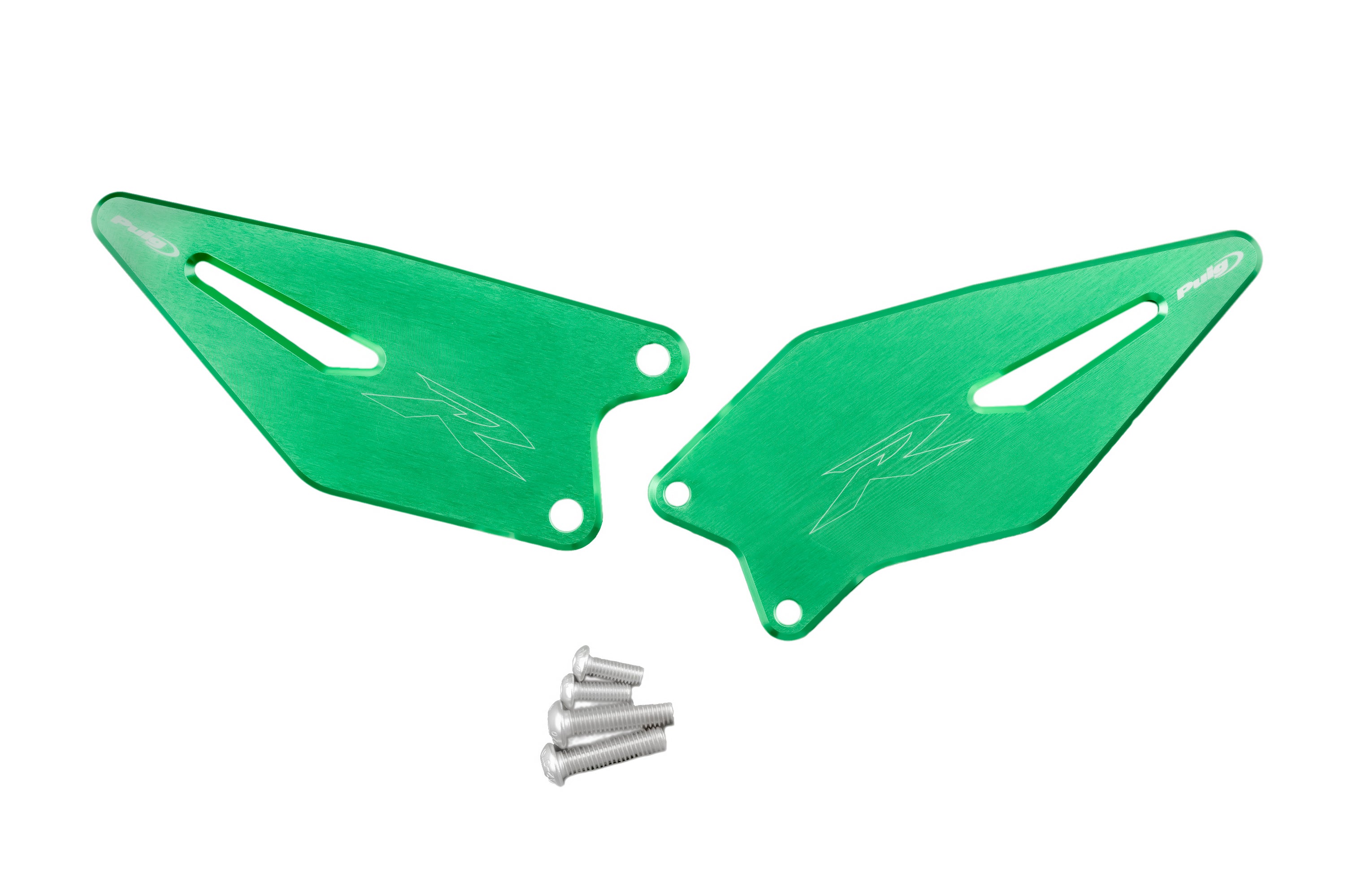 Puig Aluminium Heel Plates | Green | Kawasaki ZX-6R Ninja 2024>Current-Heel Plates-Pyramid Motorcycle Accessories