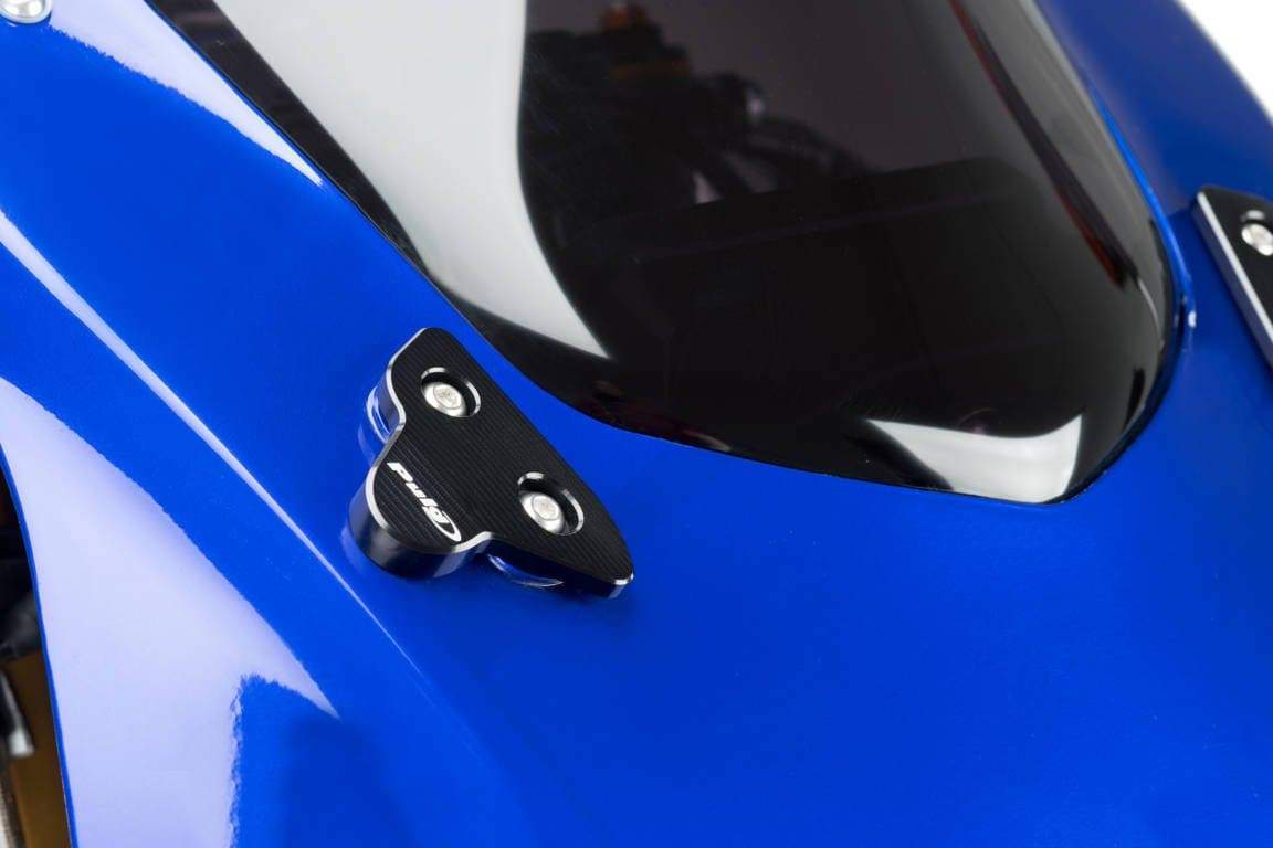 Puig Aluminium Mirror Caps | Black | Yamaha YZF-R6 2017>2019-M3845N-Mirrors-Pyramid Motorcycle Accessories