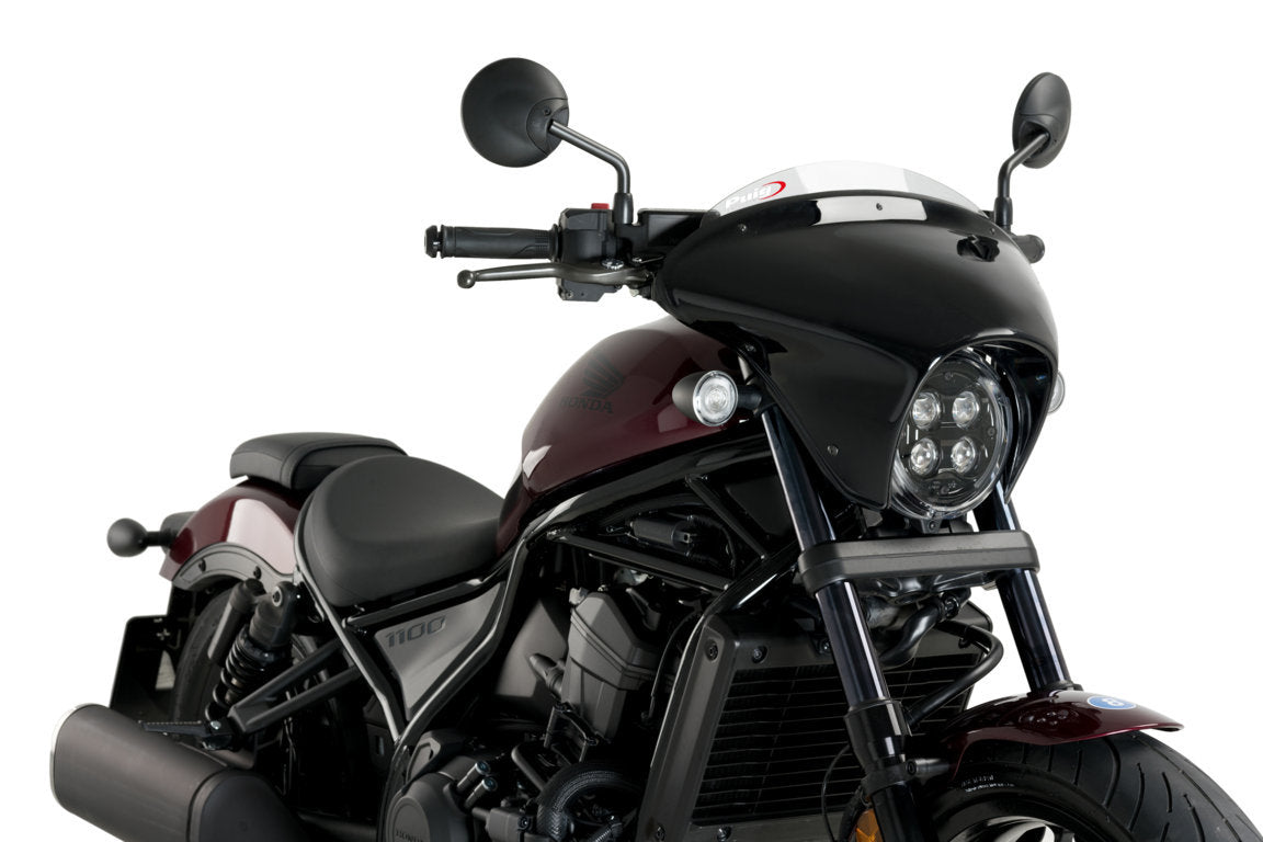 Puig Batwing SML Sport Screen | Gloss Black/Clear | Honda CMX 1100 Rebel 2021>Current -  Shop name