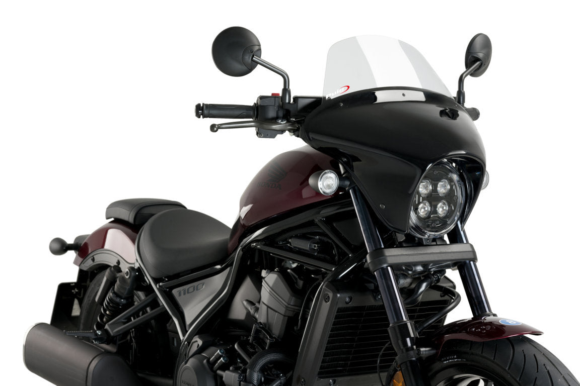 Puig Batwing SML Touring Screen | Gloss Black/Clear | Honda CMX 1100 Rebel 2021>Current -  Shop name
