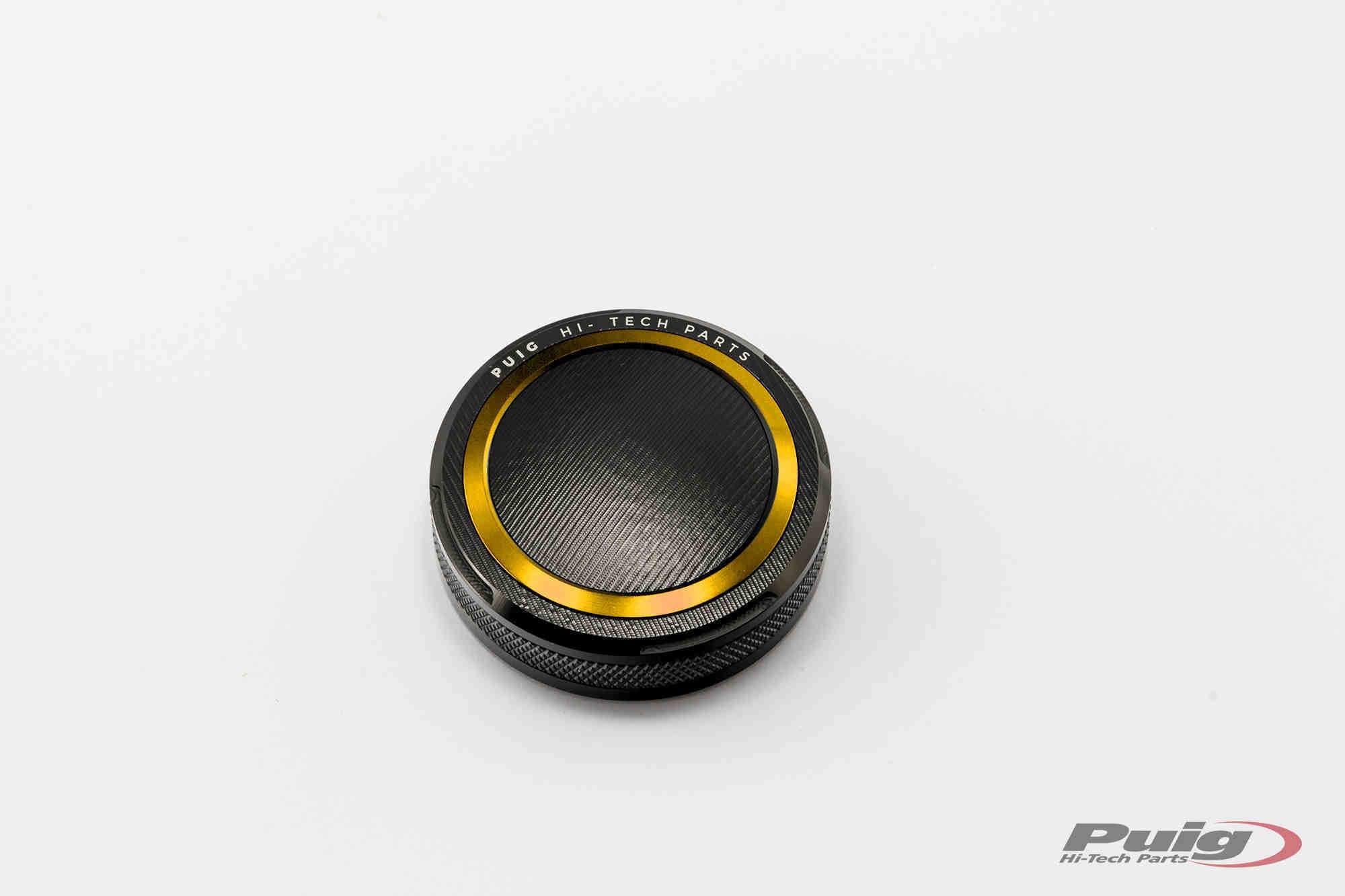 Puig Brake Fluid Reservoir Cover | Gold | Yamaha MT-09/MT-09 SP 2021>Current-Reservoir Covers-Pyramid Motorcycle Accessories