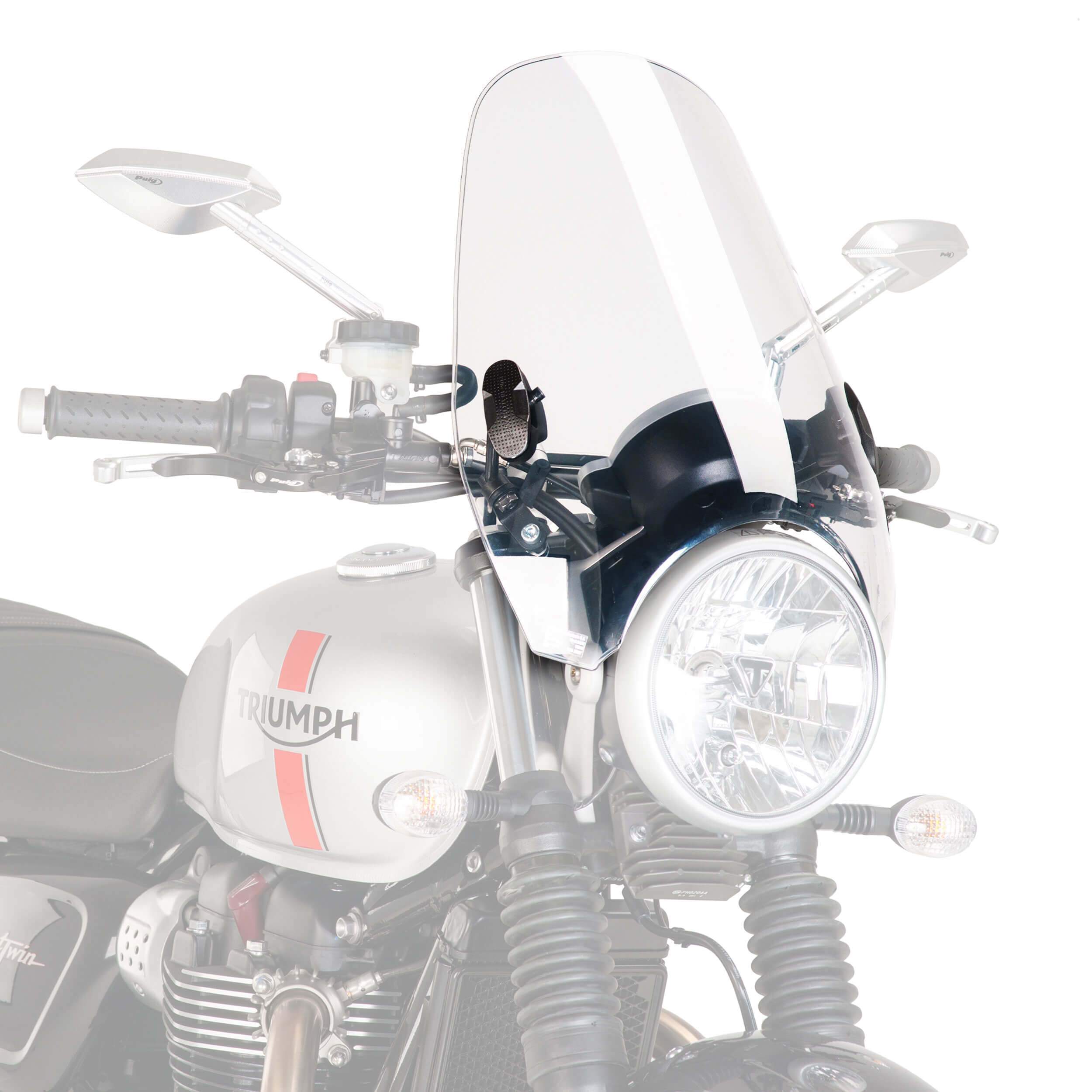 Puig Custom 2 Screen | Clear | Triumph Bonneville T100 2002>2019-M0336W-Screens-Pyramid Motorcycle Accessories