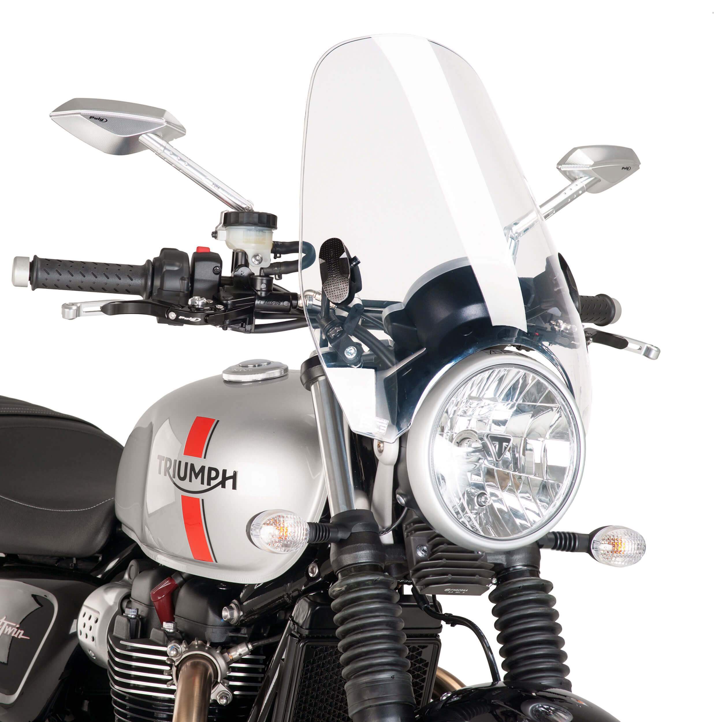 Puig Custom 2 Screen | Clear | Triumph Bonneville T100 2002>2019-M0336W-Screens-Pyramid Motorcycle Accessories