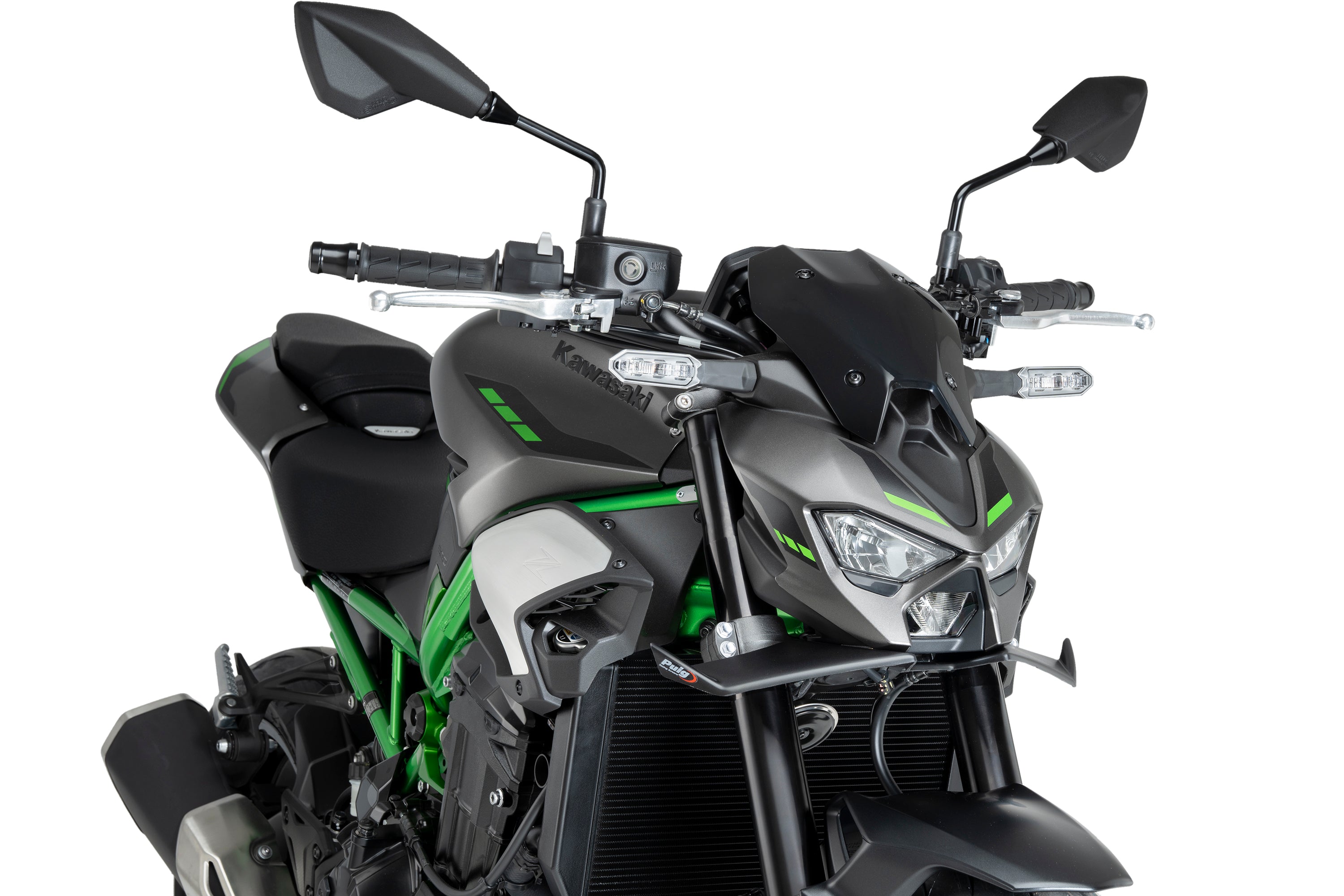 Puig Front Downforce Wings | Matte Black | Kawasaki Z900/SE 2025>Current-Wings-Pyramid Motorcycle Accessories