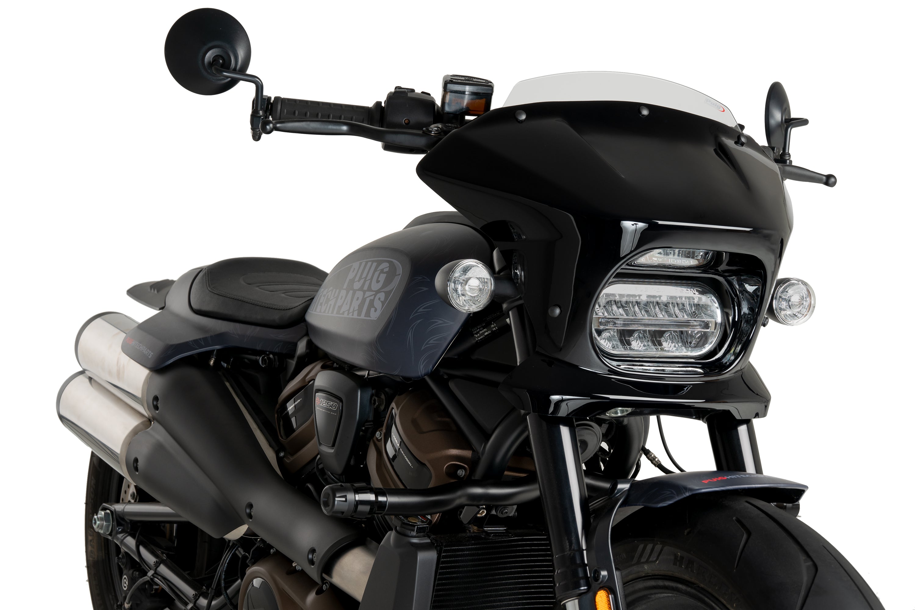 Puig Fury Sport Semifairing | Gloss Black/Clear | Harley Davidson Sportster S (RH1250S) 2021>Current -  Shop name