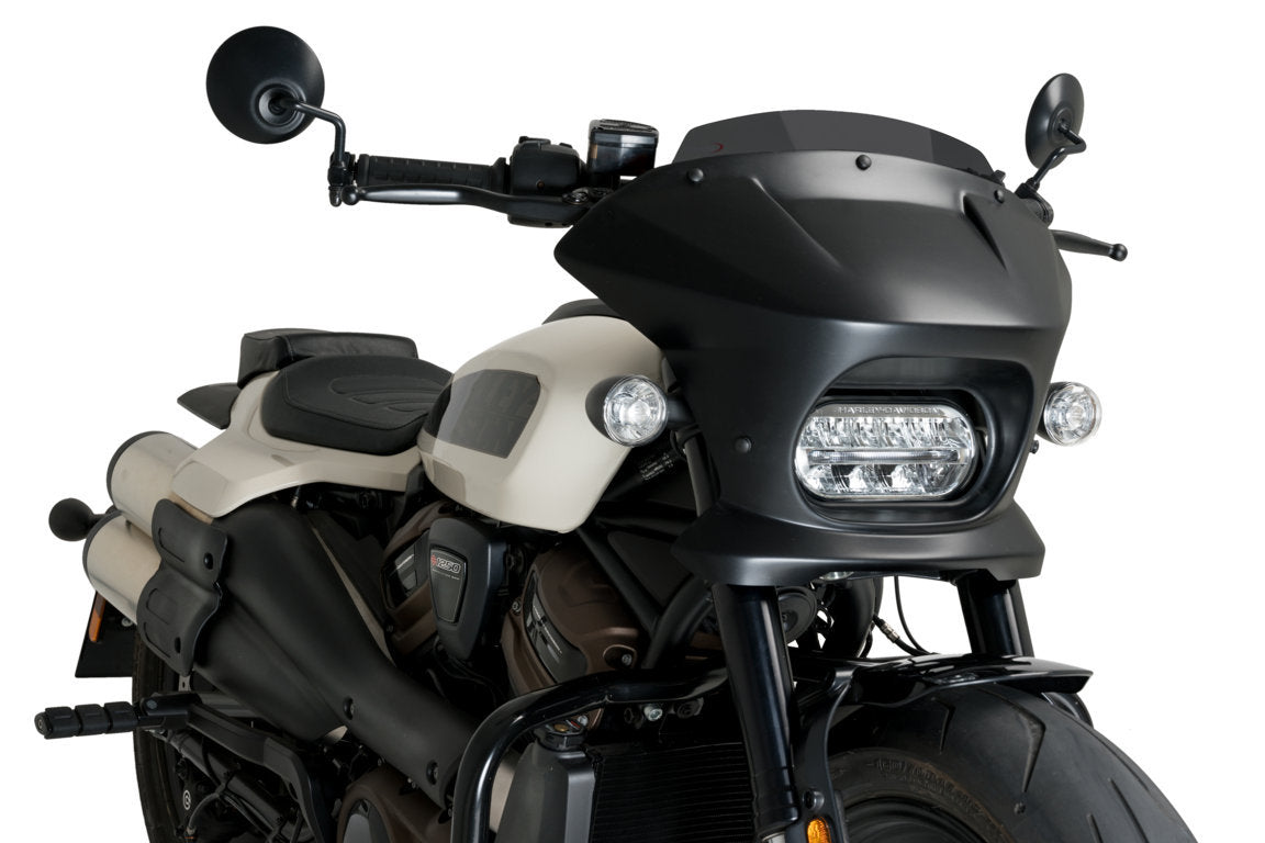 Puig Fury Sport Semifairing | Matte Black/Dark Smoke | Harley Davidson Sportster S (RH1250S) 2021>Current -  Shop name