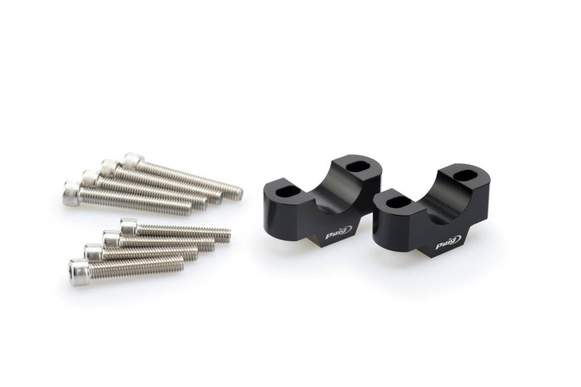 Puig Handlebar Risers - 20mm Rise | Black | Honda XL 750 Transalp 2023