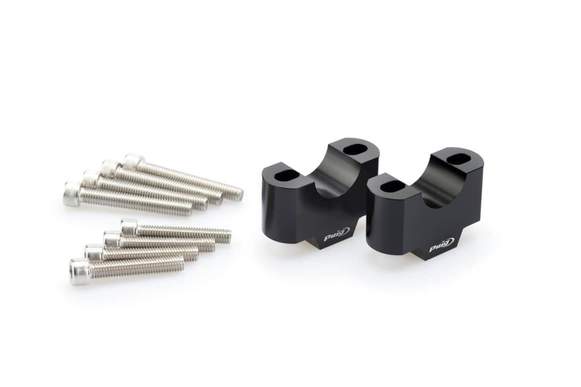 Puig Handlebar Risers - 30mm Rise | Black | Aprilia Tuareg 660 2021>Current -  Shop name