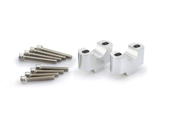 Puig Handlebar Risers - 30mm Rise | Silver | Triumph Street Triple 765 RS 2017>Current-Handlebars-Pyramid Motorcycle Accessories