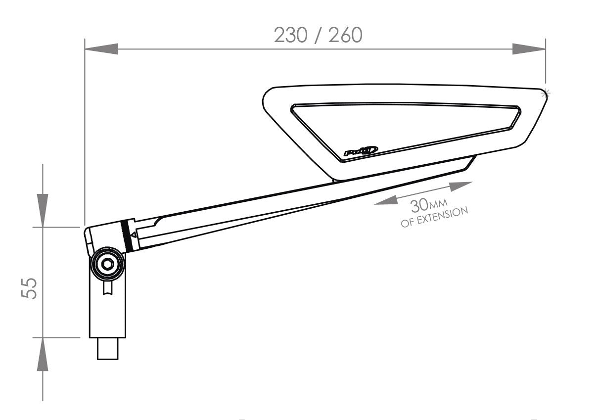 Puig Hypernaked Mirror Left - M10 Fitment | Aluminium-Mirrors-Pyramid Motorcycle Accessories