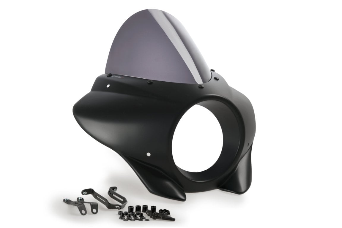 Puig Mirage Touring Screen | Matte Black/Dark Smoke | Harley Davidson Softail Street Bob (FXBB) 2021>Current-M21410F-Screens-Pyramid Motorcycle Accessories