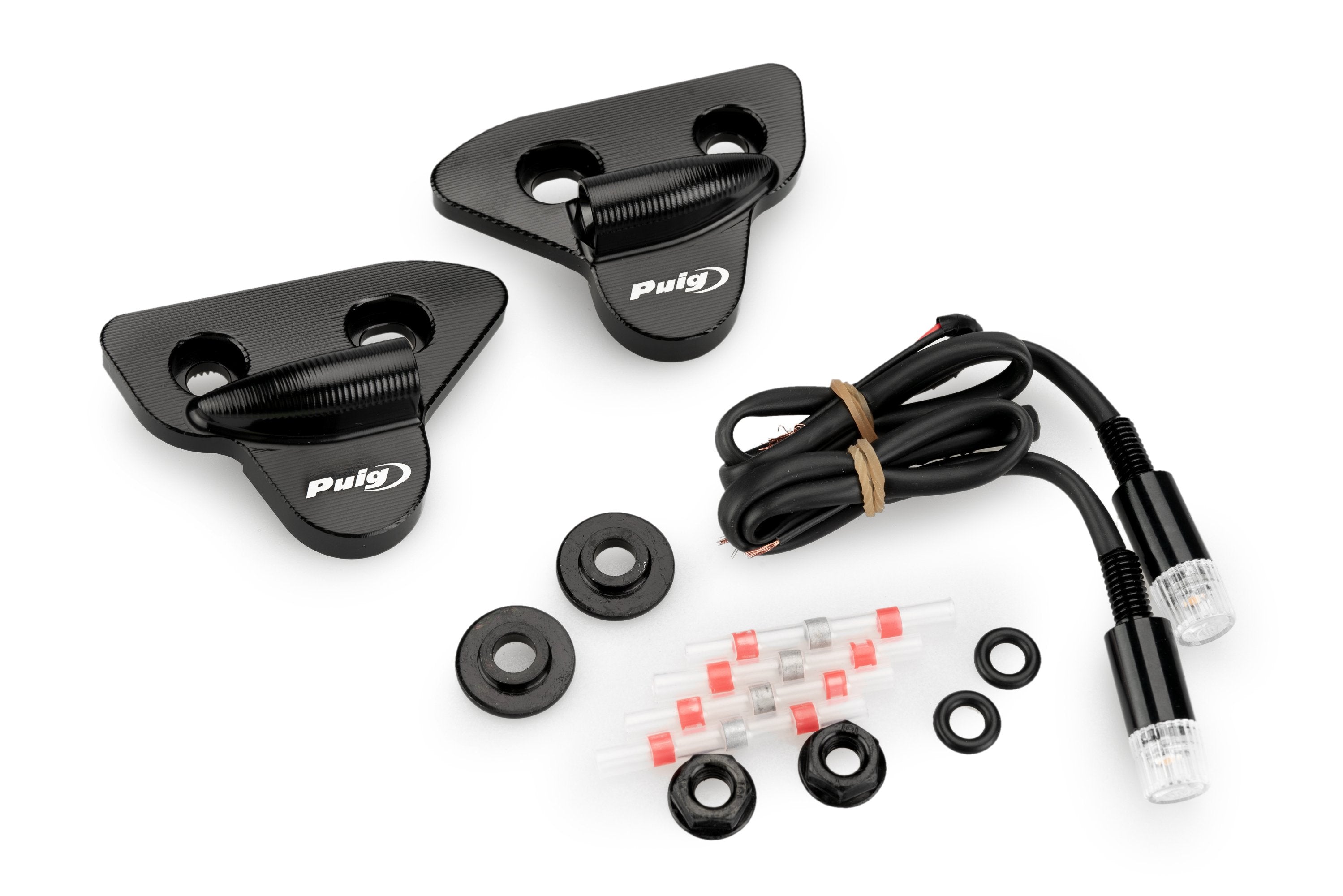 Puig Mirror Caps with Integrated Indicator | Black | Yamaha YZF-R1 2015>Current-Lights-Pyramid Motorcycle Accessories