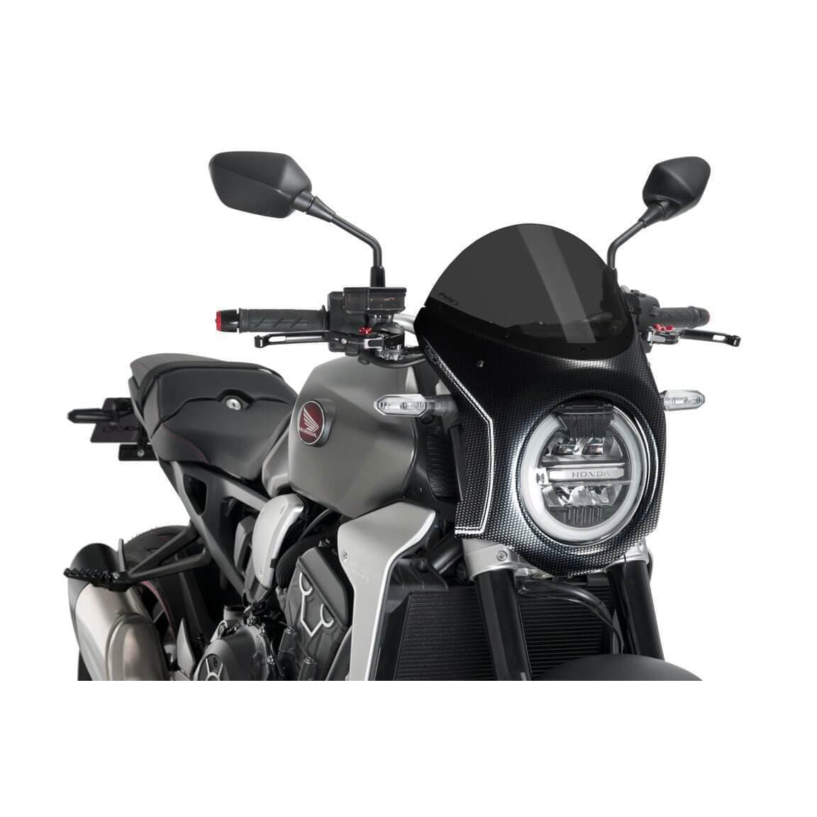 Puig Nose Fairing | Carbon Look with Dark Smoke Screen | Honda CB 650 R 2019>2023-M3143F-Screens-Pyramid Motorcycle Accessories